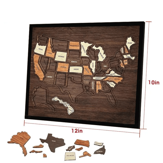 🔥Last Day 49% OFF - Wooden USA Travel Map Puzzle🧩A Stylish Way to Track Your Journey & Memories
