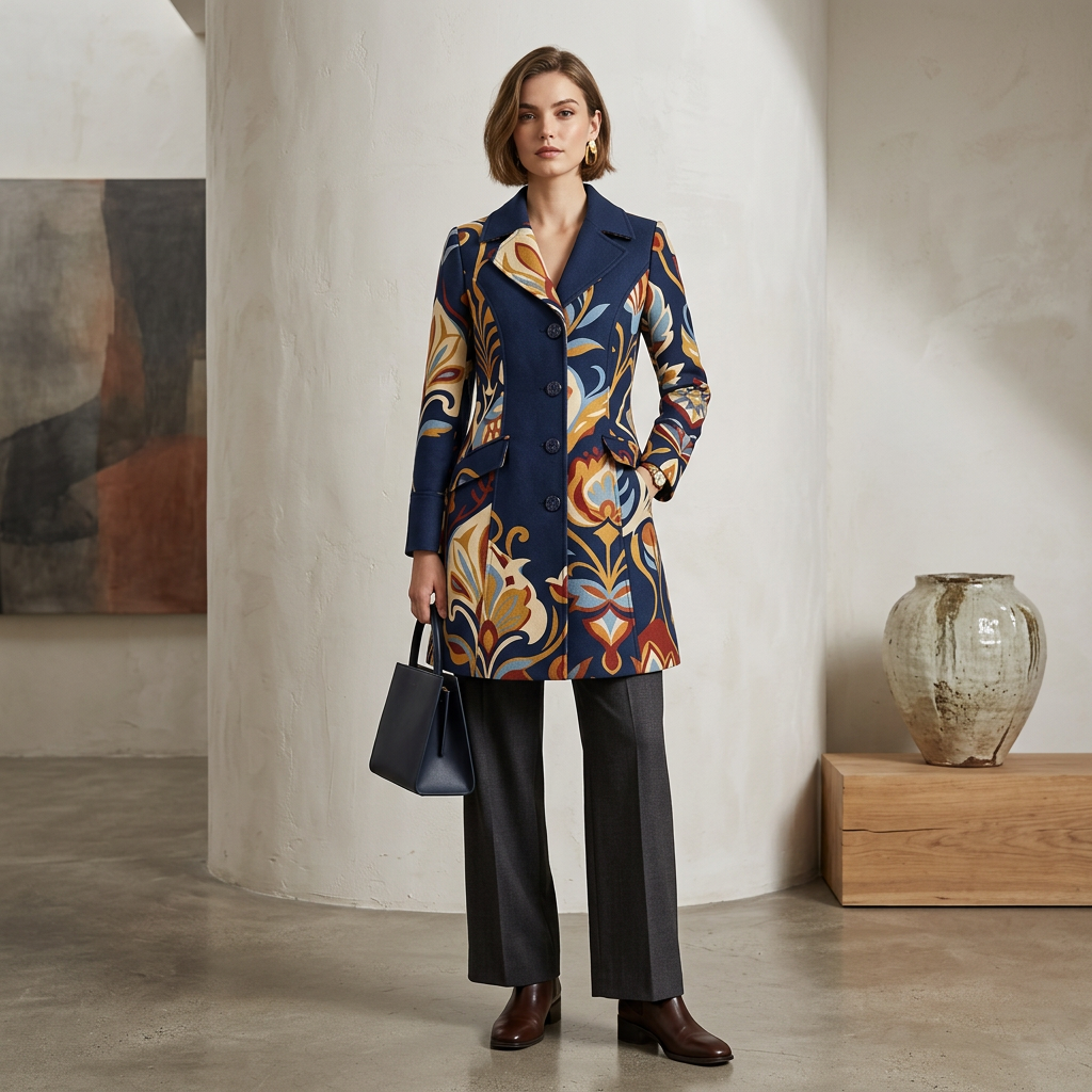 The Ornate Damask Trench – Premium Tailored Coat Outerwear Collection