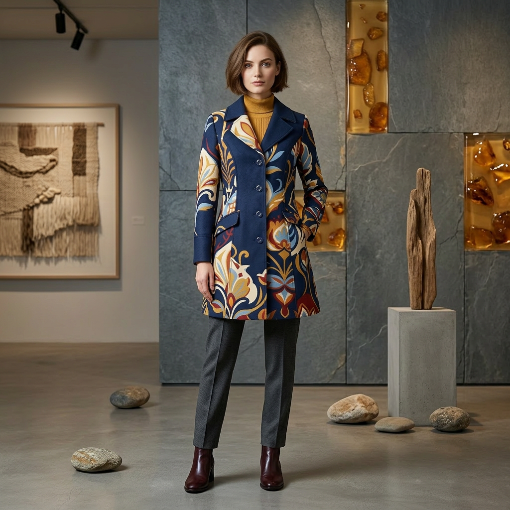 The Ornate Damask Trench – Premium Tailored Coat Outerwear Collection