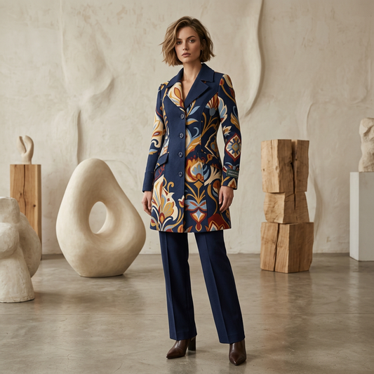 The Ornate Damask Trench – Premium Tailored Coat Outerwear Collection