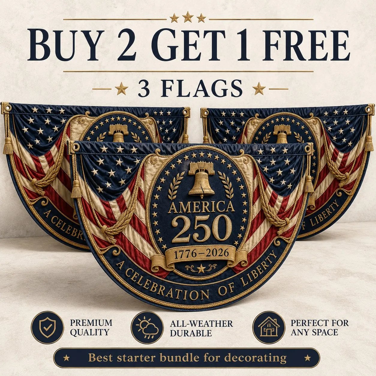 🇺🇸America 250 Fan Bunting Flag A Celebration of Liberty. Heritage. and American Pride 🇺🇸