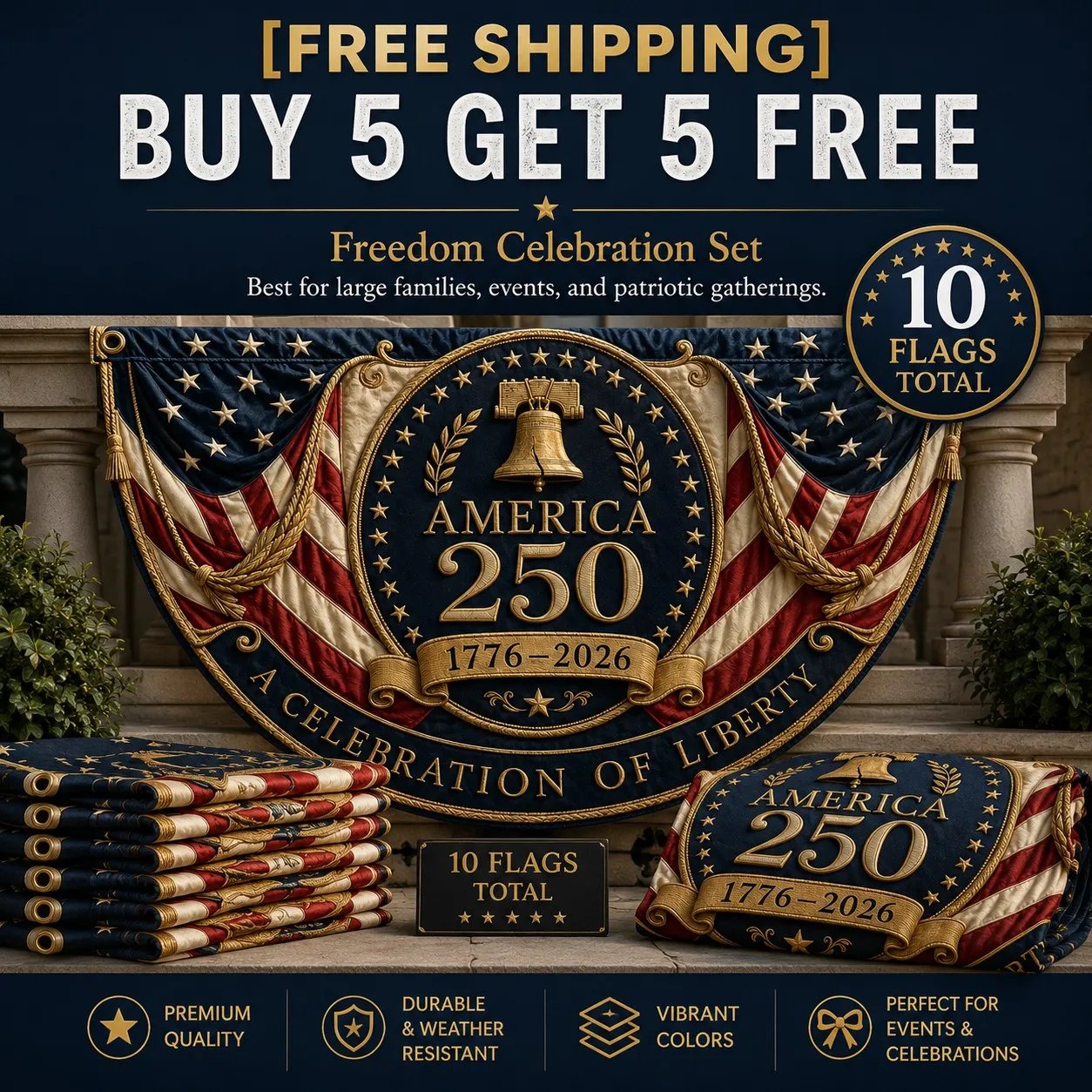 🇺🇸America 250 Fan Bunting Flag A Celebration of Liberty. Heritage. and American Pride 🇺🇸