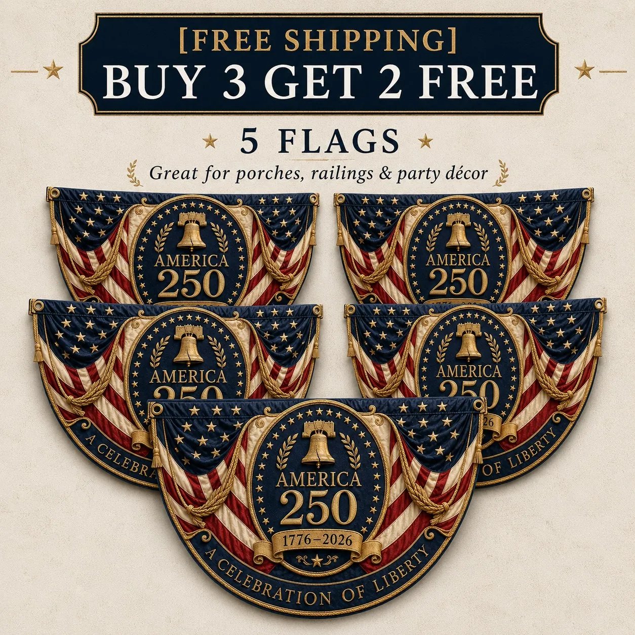 🇺🇸America 250 Fan Bunting Flag A Celebration of Liberty. Heritage. and American Pride 🇺🇸