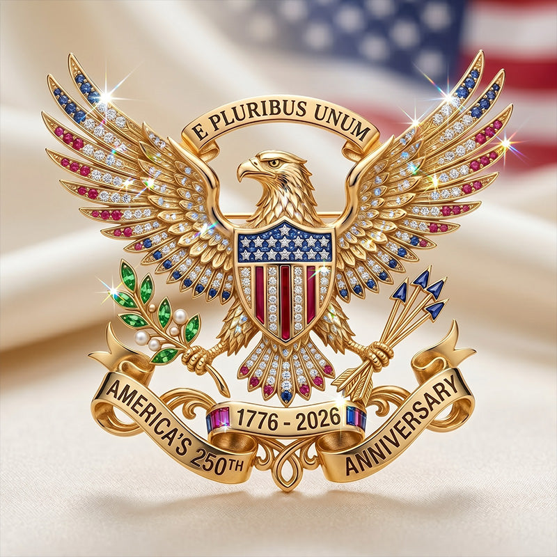 US 250th Anniversary Bald Eagle Brooch Pin — Celebrate 250 Years of American Freedom (1776–2026)