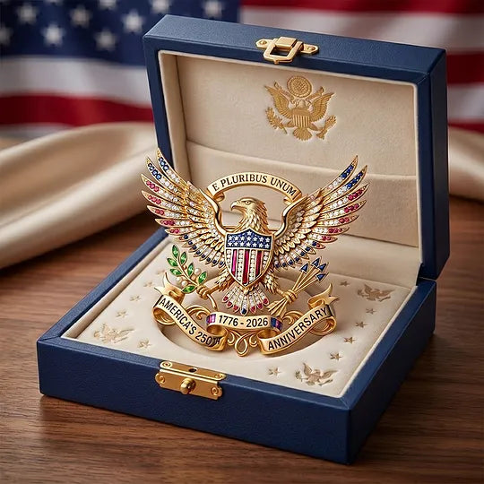 US 250th Anniversary Bald Eagle Brooch Pin — Celebrate 250 Years of American Freedom (1776–2026)