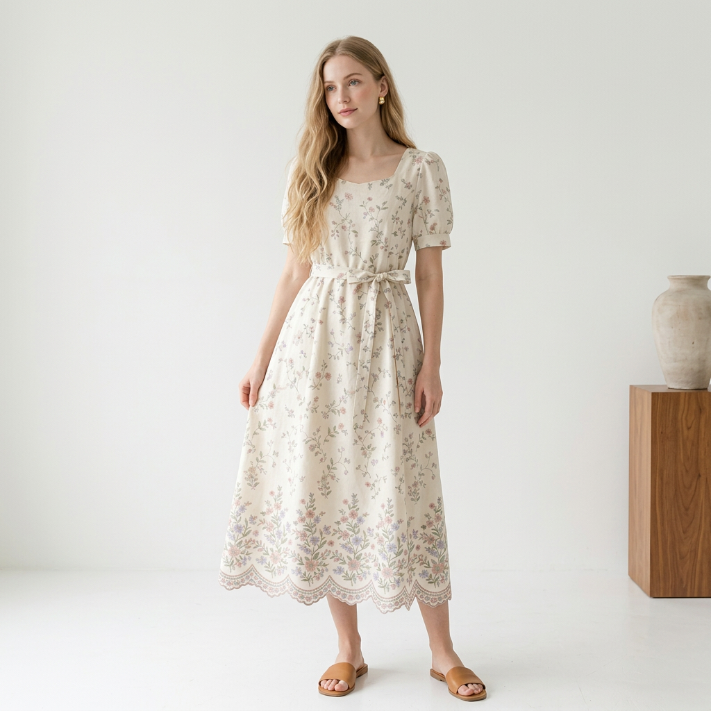 The Meadow Bloom Scallop-Hem Dress