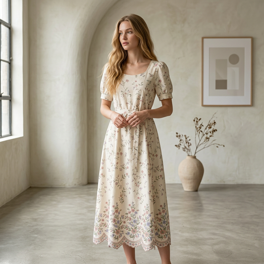 The Meadow Bloom Scallop-Hem Dress