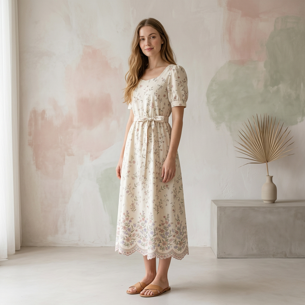The Meadow Bloom Scallop-Hem Dress