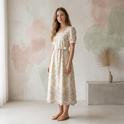 The Meadow Bloom Scallop-Hem Dress