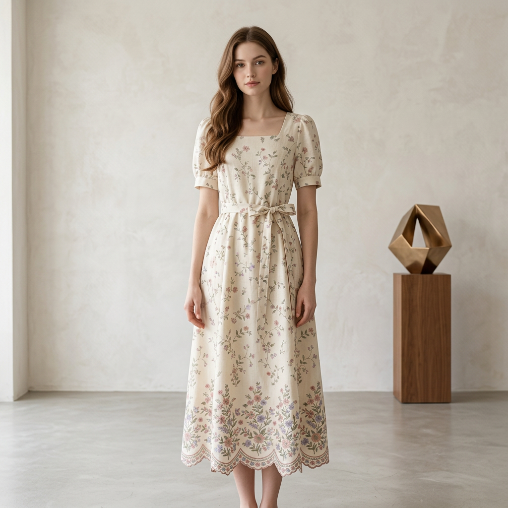 The Meadow Bloom Scallop-Hem Dress