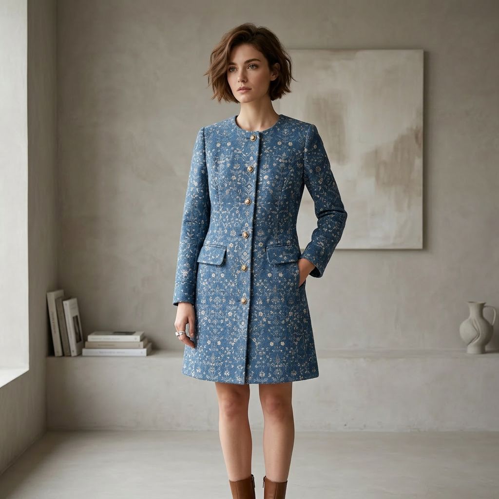 The Women's Floral Jacquard Coat – Designer Edition