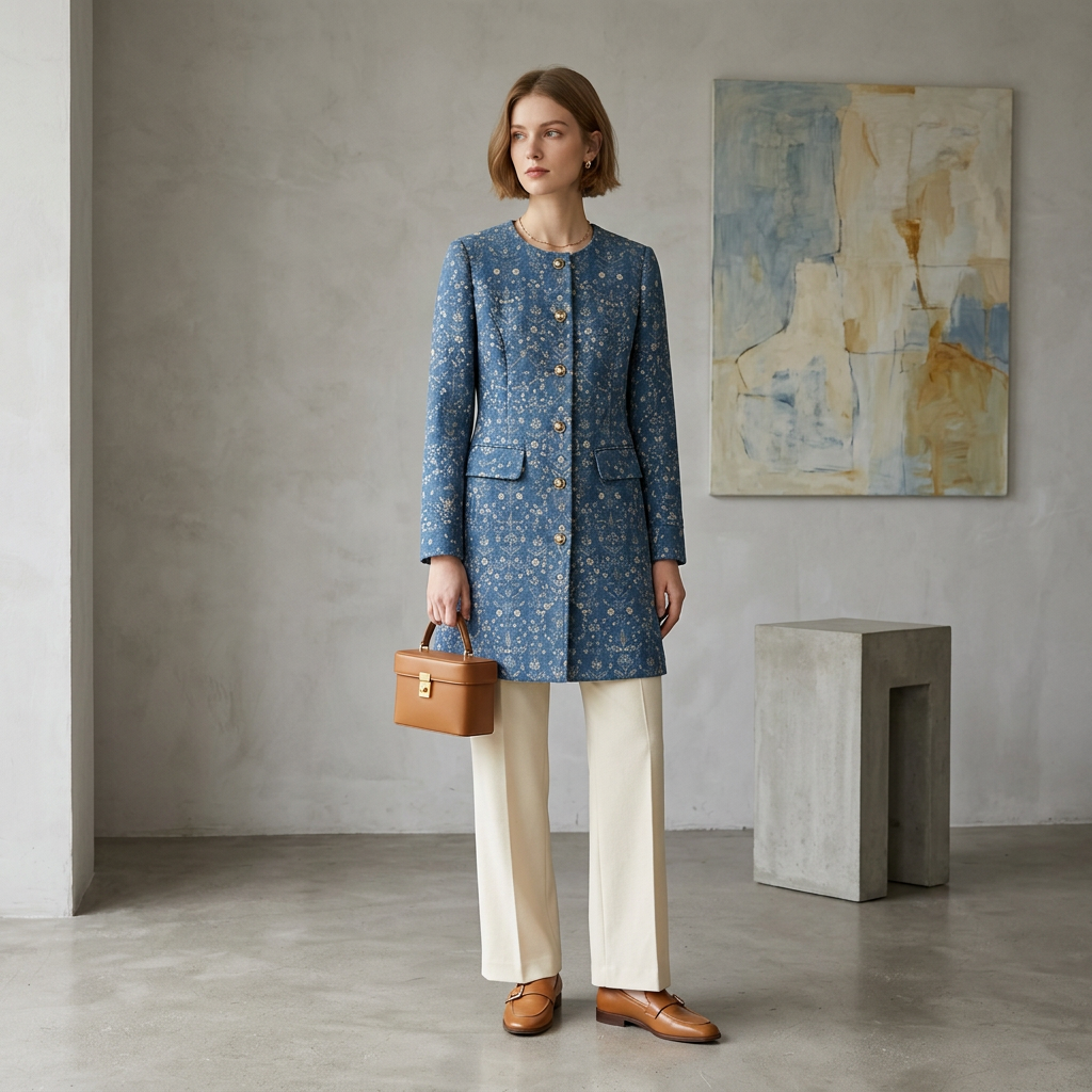 The Women's Floral Jacquard Coat – Designer Edition
